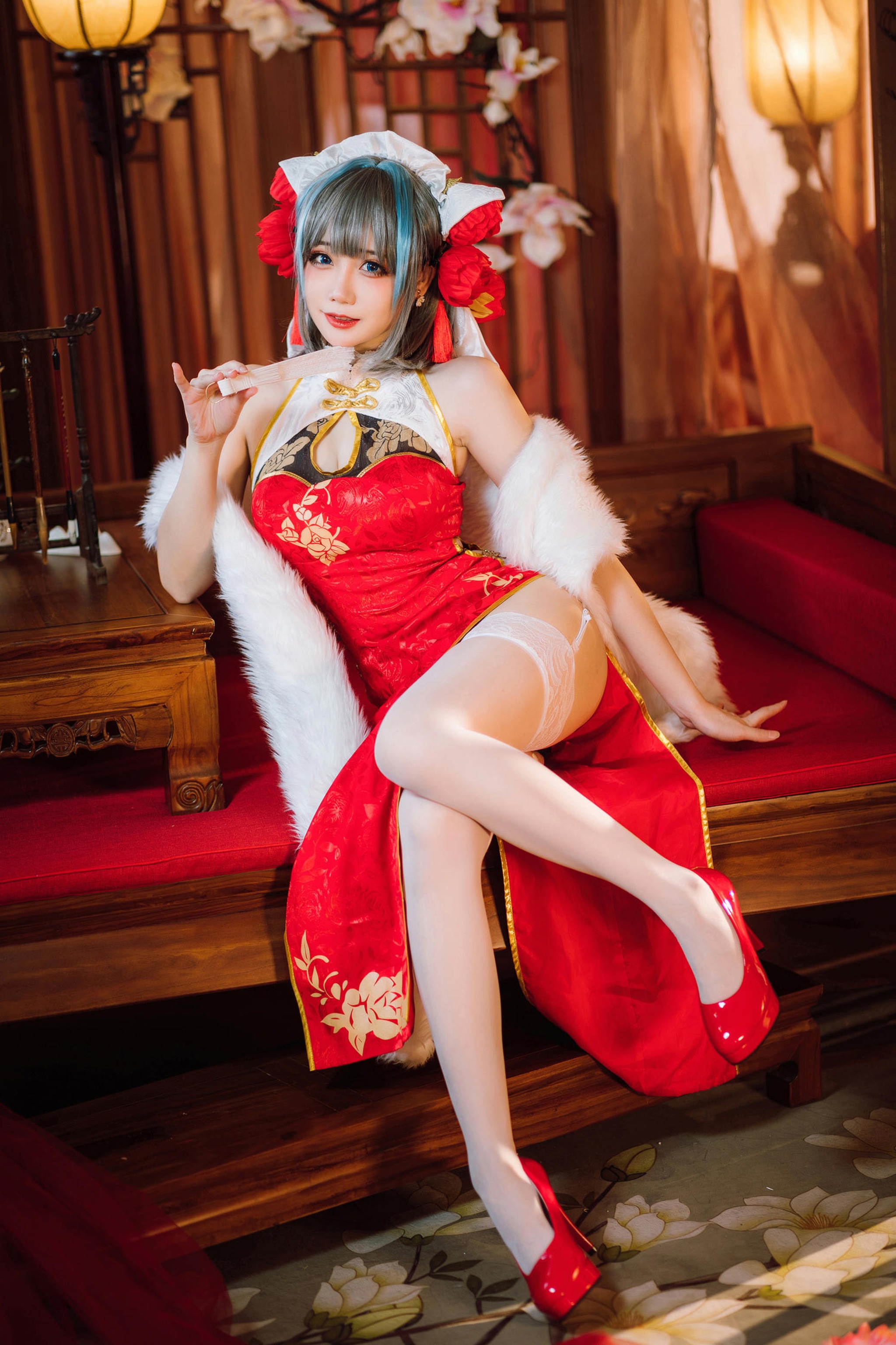 图片[1]-焖焖碳 – NO.049 碧蓝航线 柴郡旗袍[29P]-XikXak